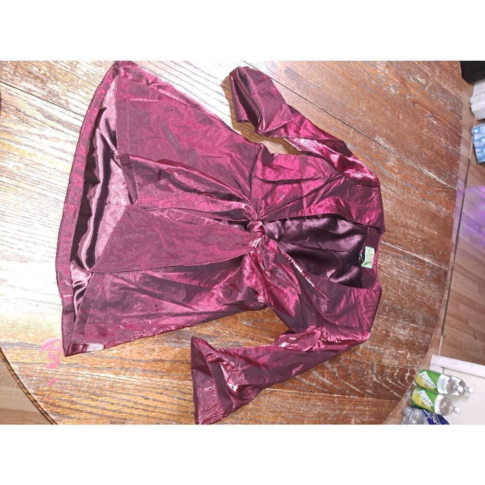Medium Tracy Porter Metallic Red Lined Wrap Tie Waist Open Front Jacket Cardigan